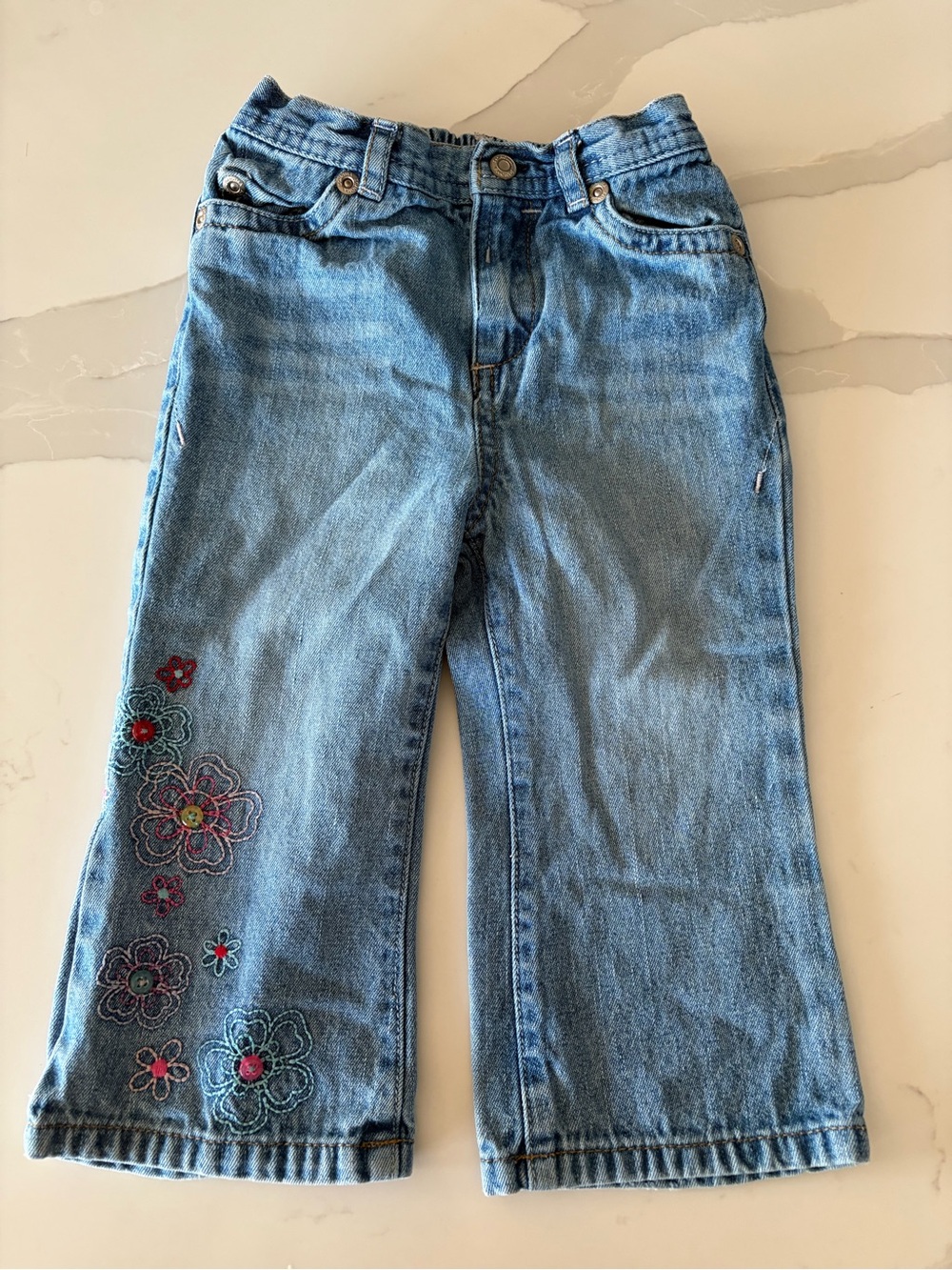 Y2K Girls Sonoma Floral Embroidered Denim Jeans 18M